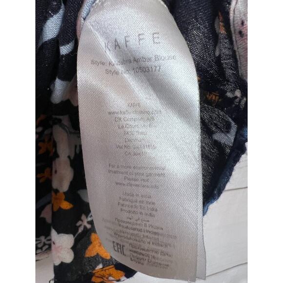 Kaffe Top Size 42 Navy Short Sleeves Floral Print - Picture 4 of 6